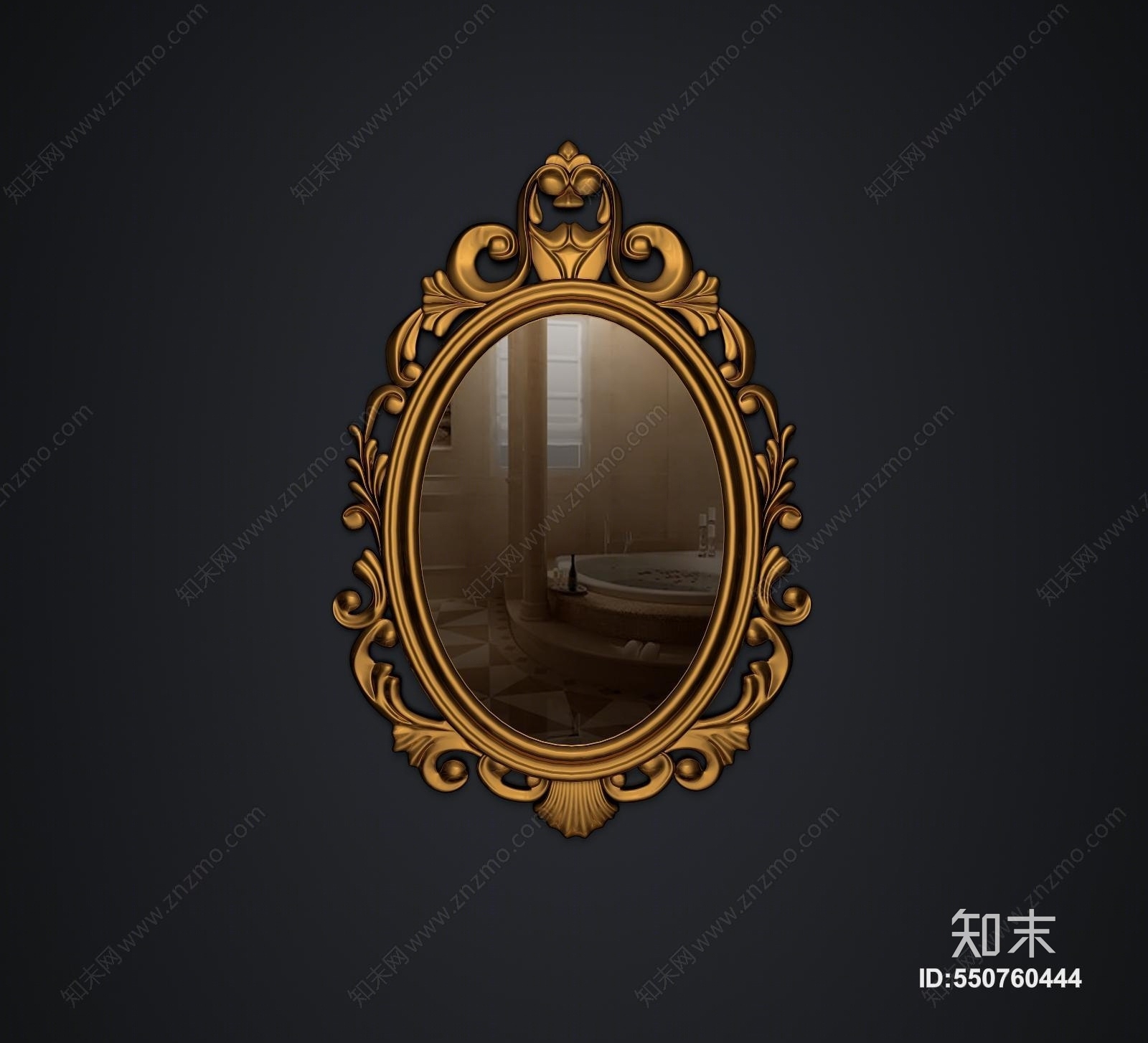 欧式古典卫浴镜子3D模型下载【ID:550760444】