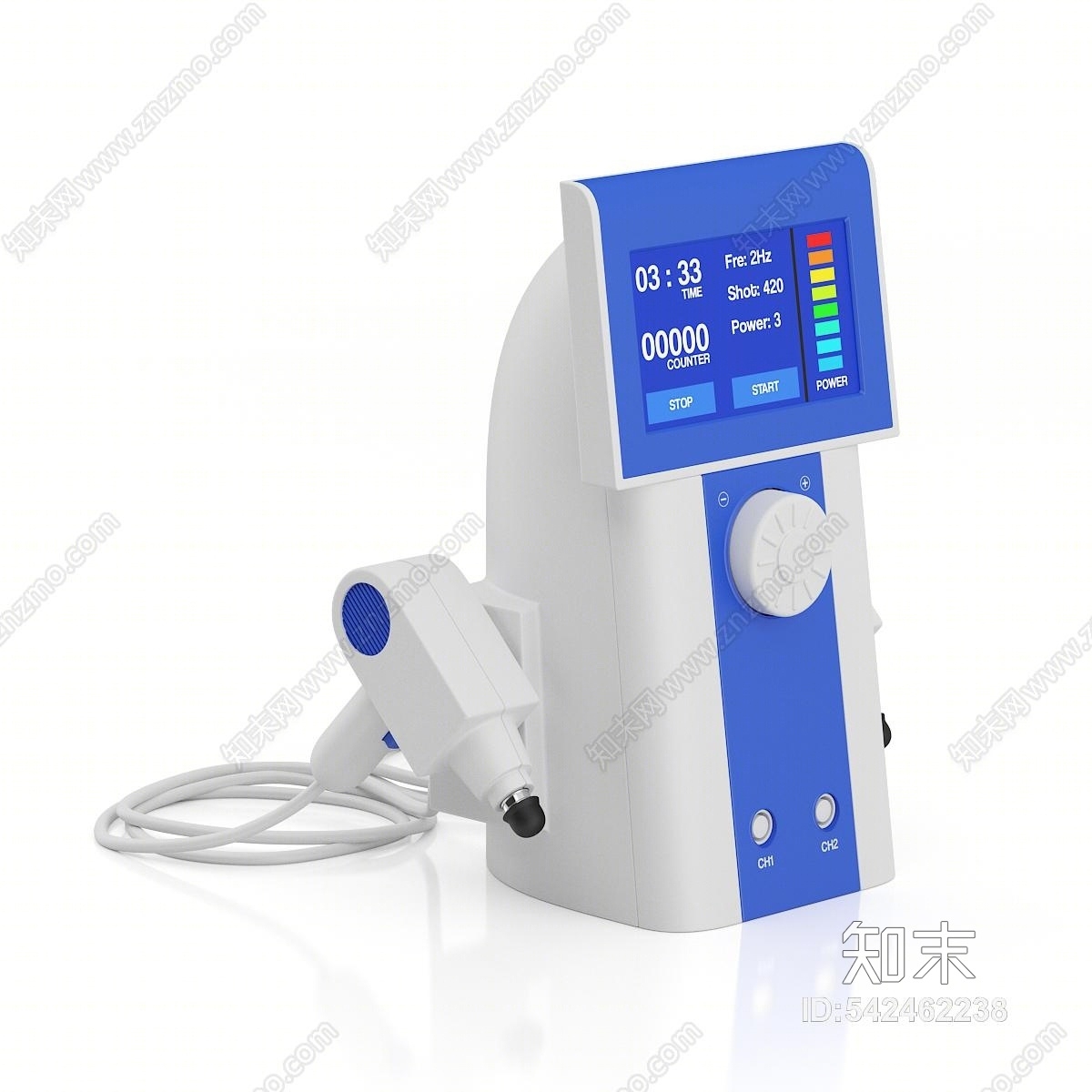 现代医疗心电检测仪3D模型下载【ID:542462238】