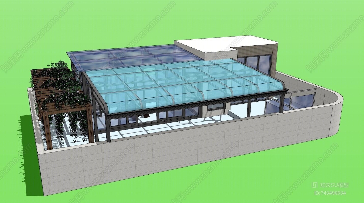 现代顶楼阳光房SU模型下载【ID:743490034】