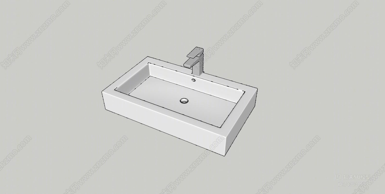 现代简约洗手盆SU模型下载【ID:743834579】