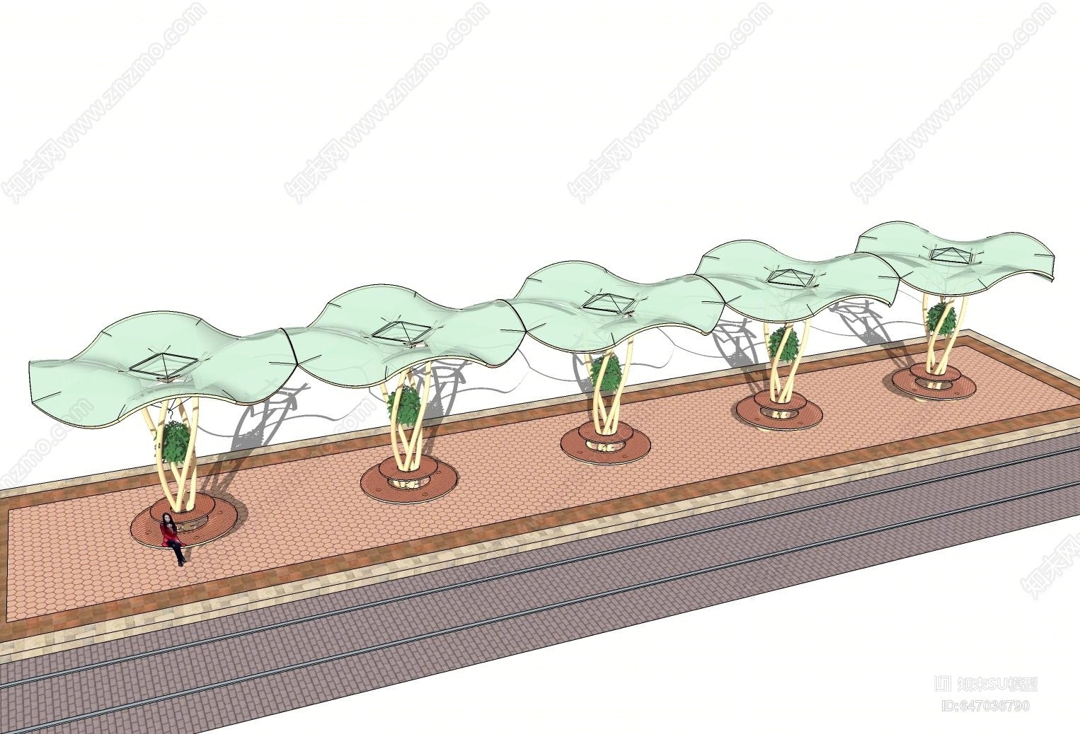 现代异形张拉膜SU模型下载【ID:647036790】