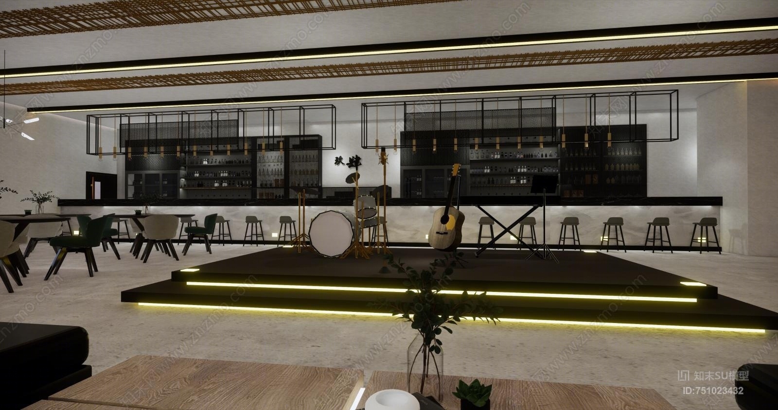 现代风格酒吧SU模型下载【ID:751023432】
