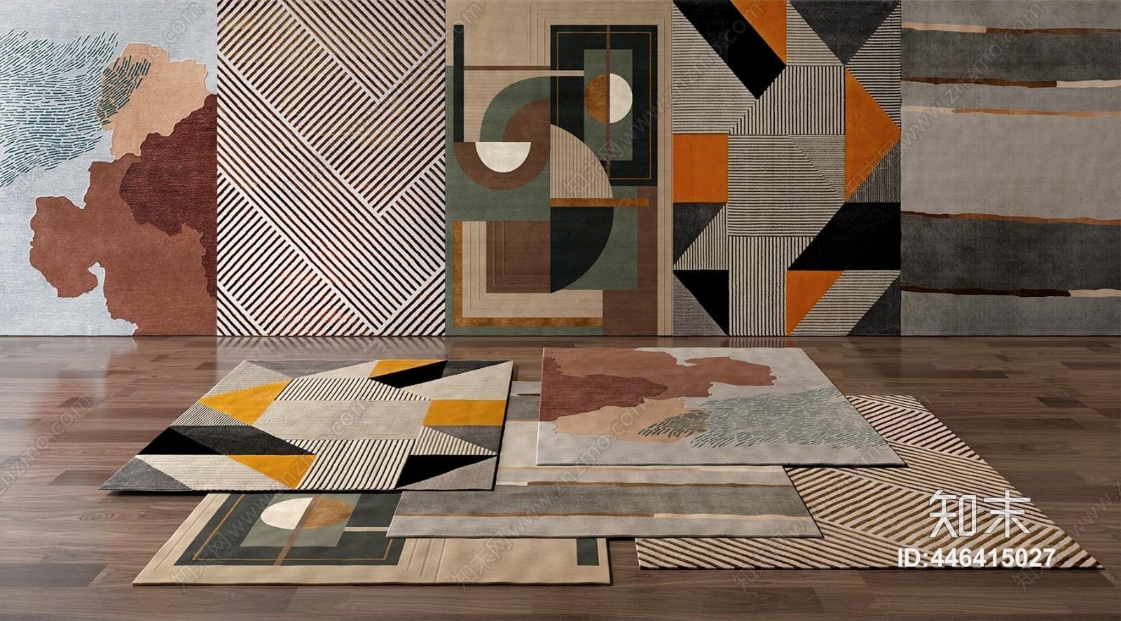 现代地毯模型3D模型下载【ID:446415027】