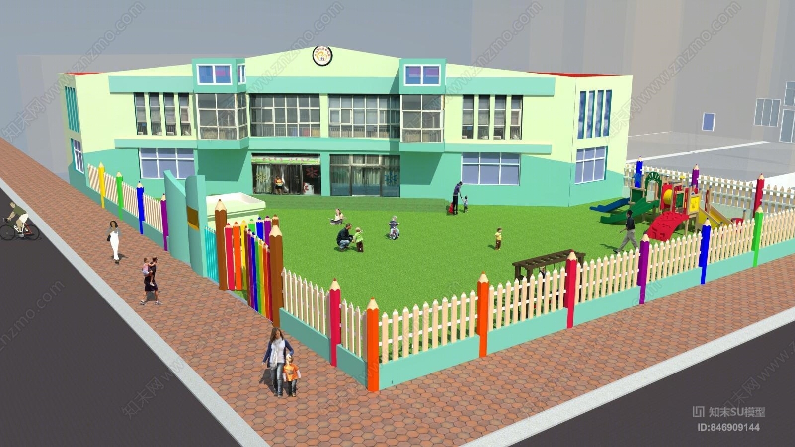 现代社区幼儿园SU模型下载【ID:846909144】