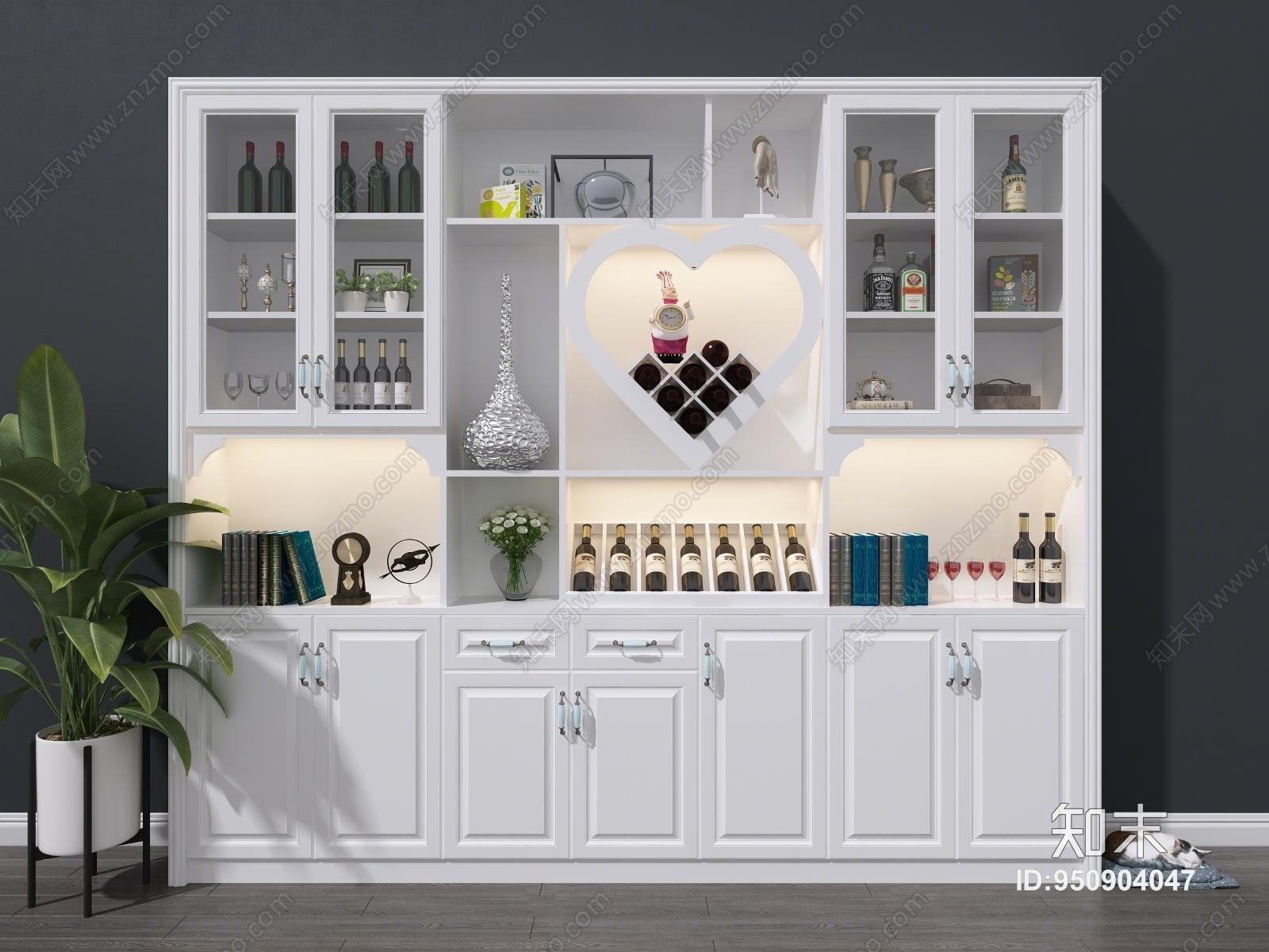 简欧餐厅酒柜3D模型下载【ID:950904047】
