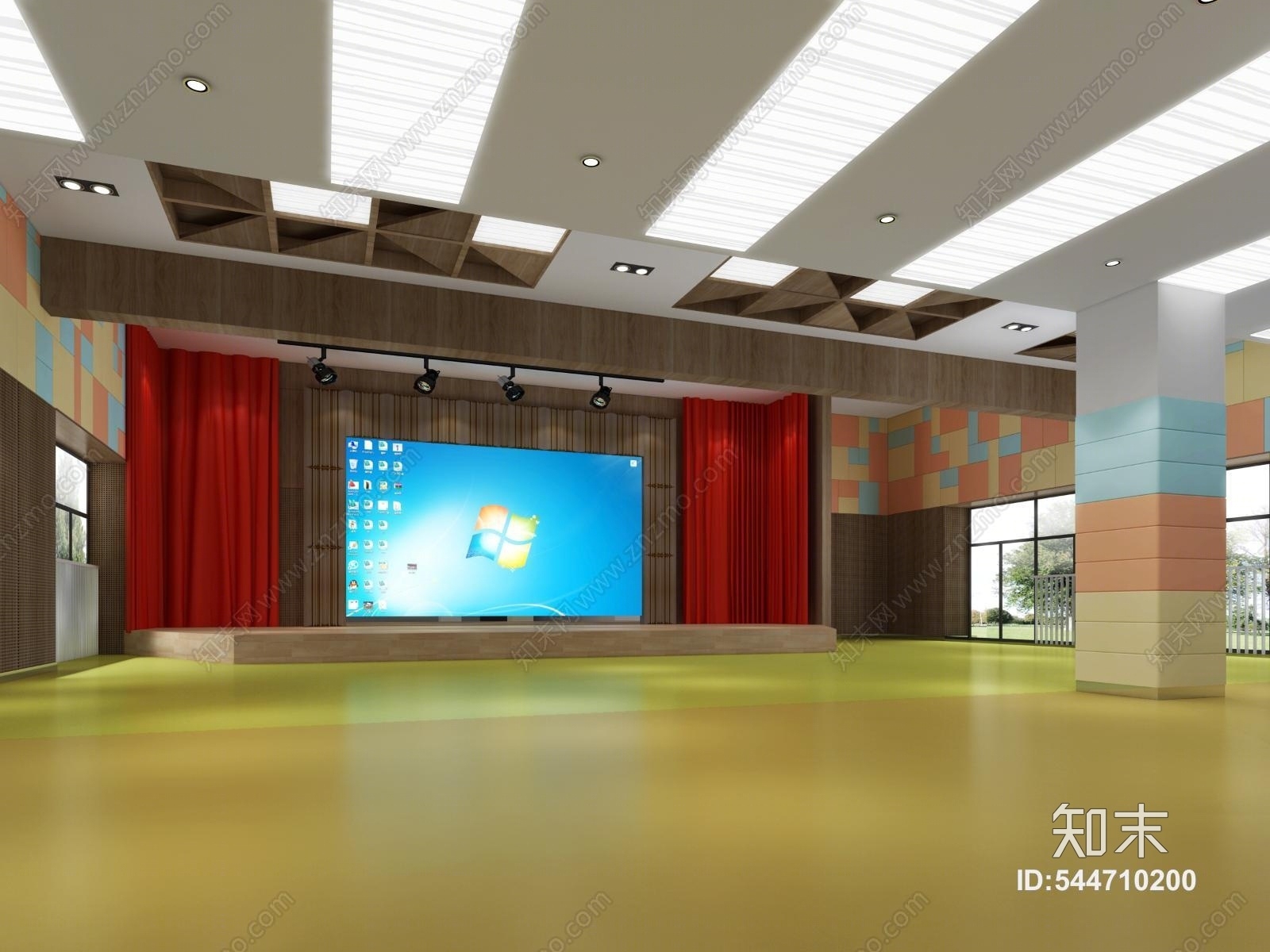现代多功能厅3D模型下载【ID:544710200】