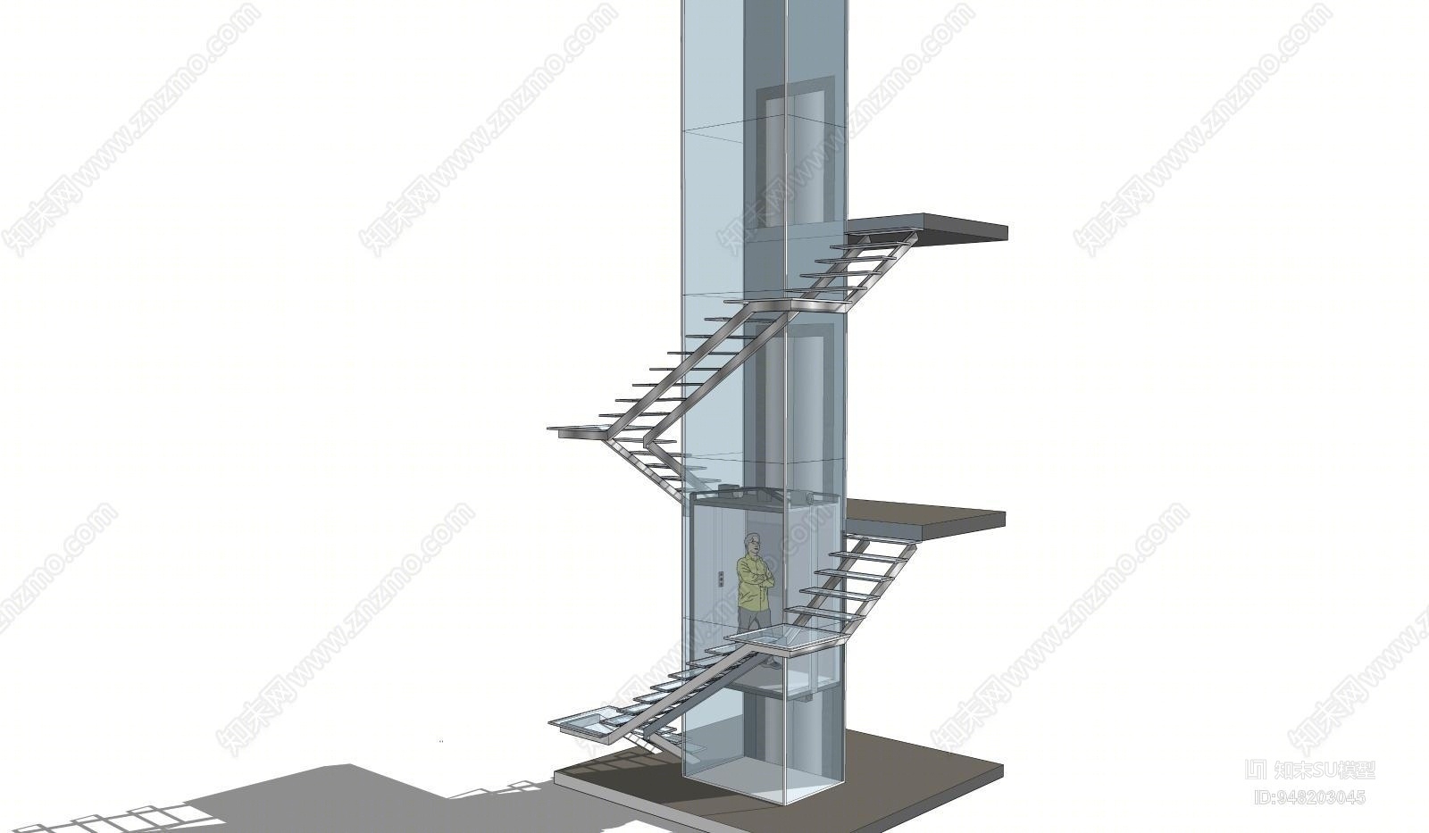 现代风格观光电梯SU模型下载【ID:948203045】