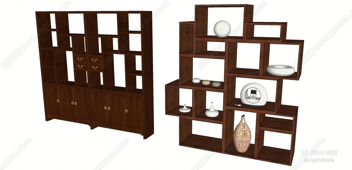 中式展示柜SU模型下载【ID:245163559】