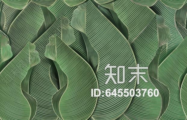 绿色芭蕉叶无纺布壁纸贴图下载【ID:645503760】