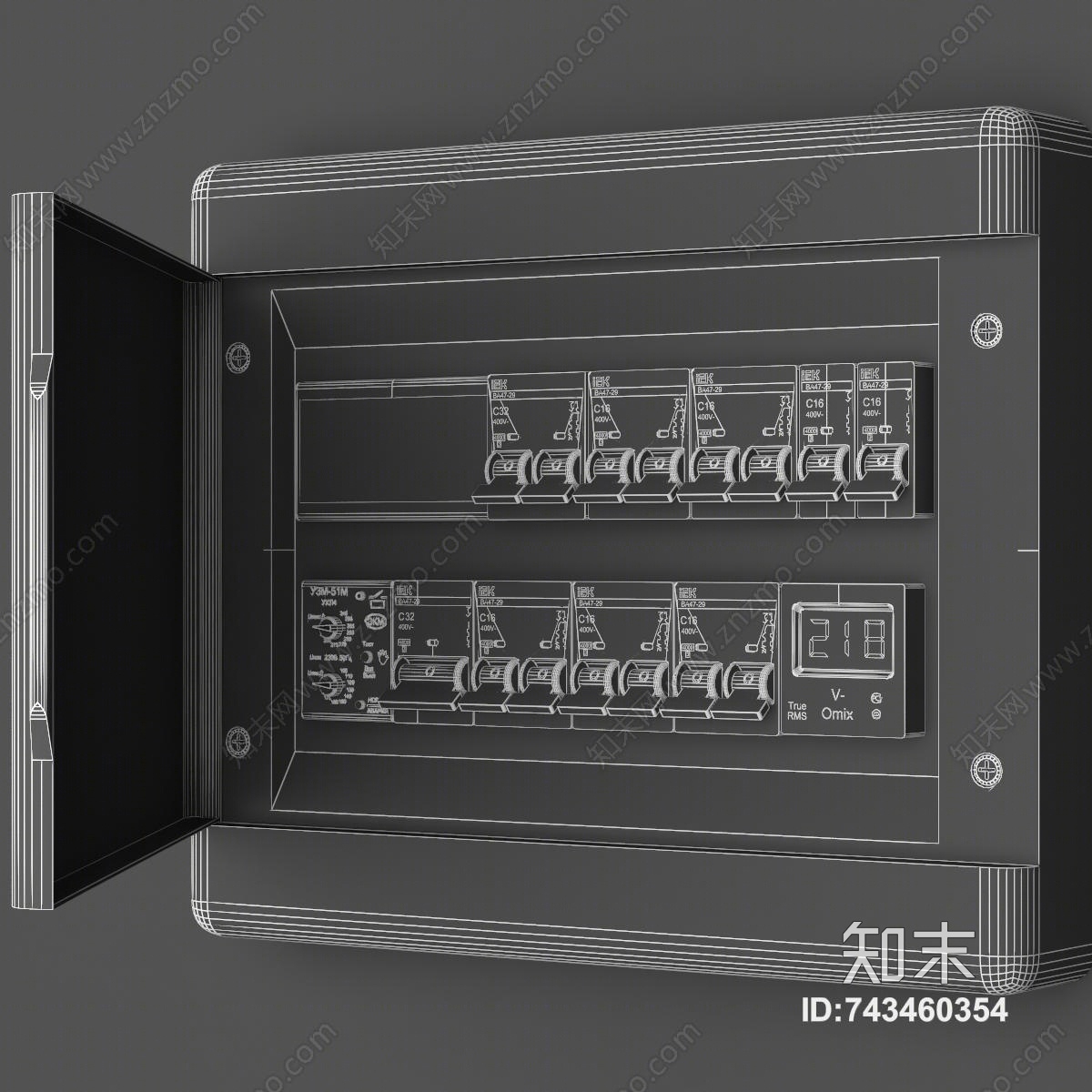 现代家庭电盒总开关3D模型下载【ID:743460354】