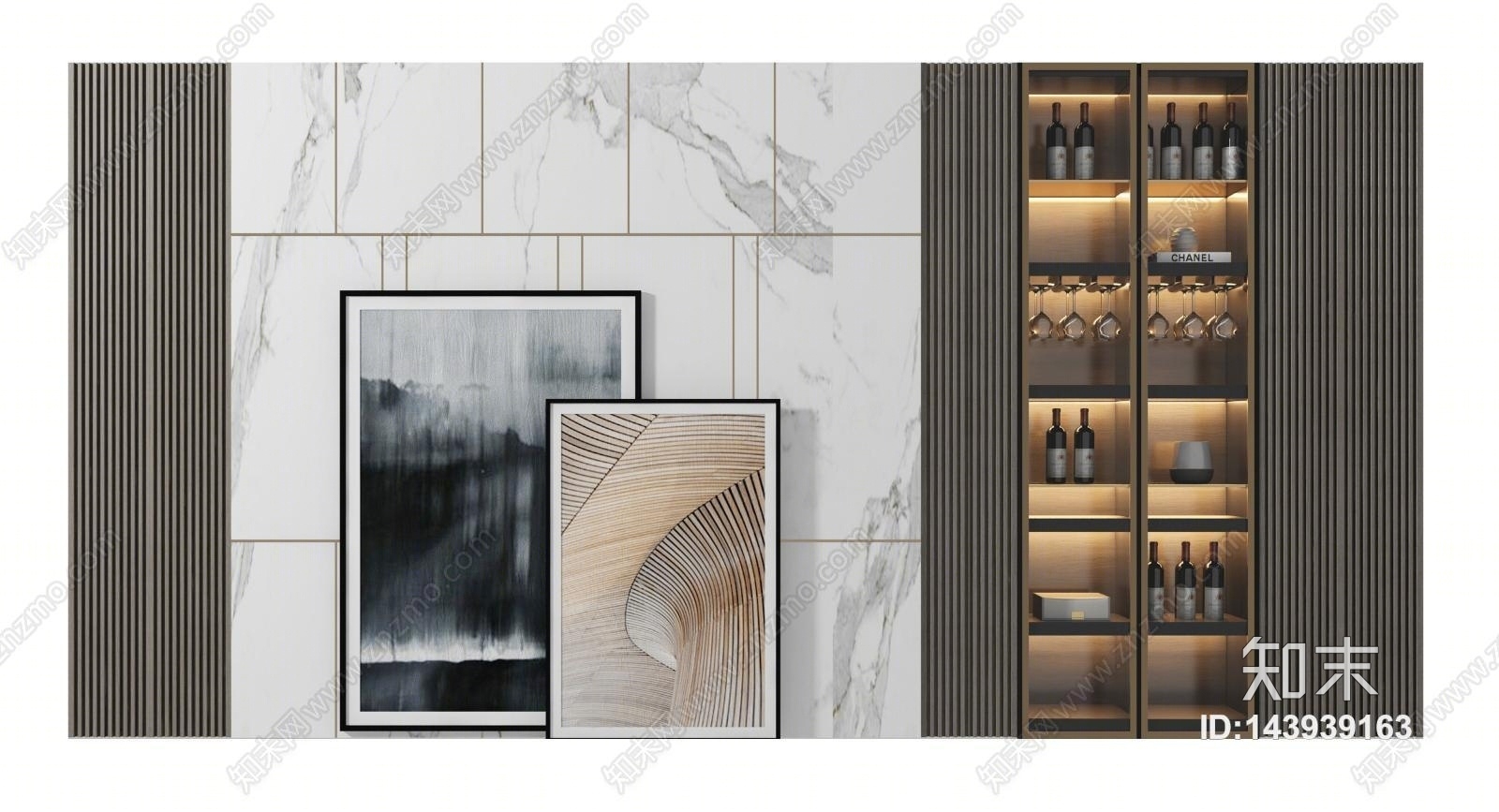 新中式轻奢酒柜3D模型下载【ID:143939163】