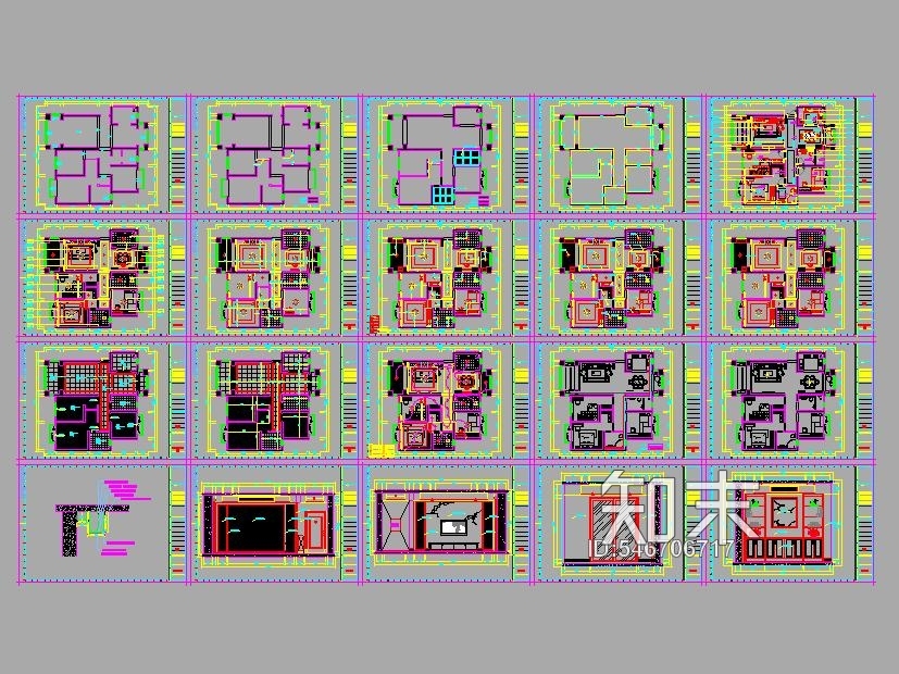 新中式样板间全套施工图cad施工图下载【ID:546706717】