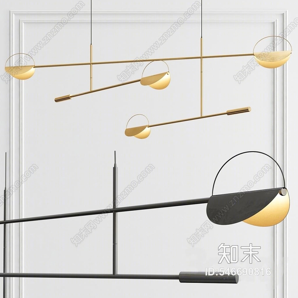 现代金属吊灯3D模型下载【ID:546690816】_知末3d模型网