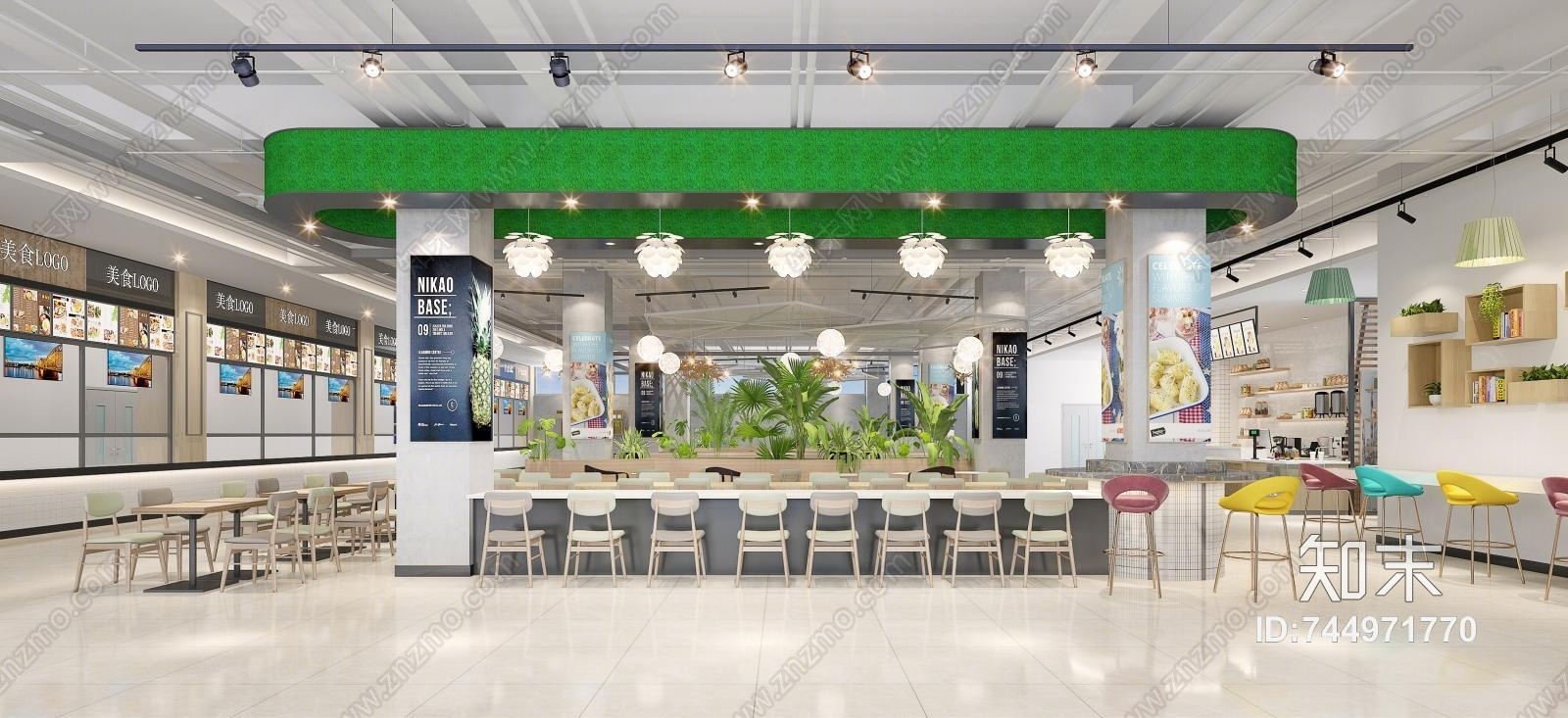 现代学校饭堂3D模型下载【ID:744971770】