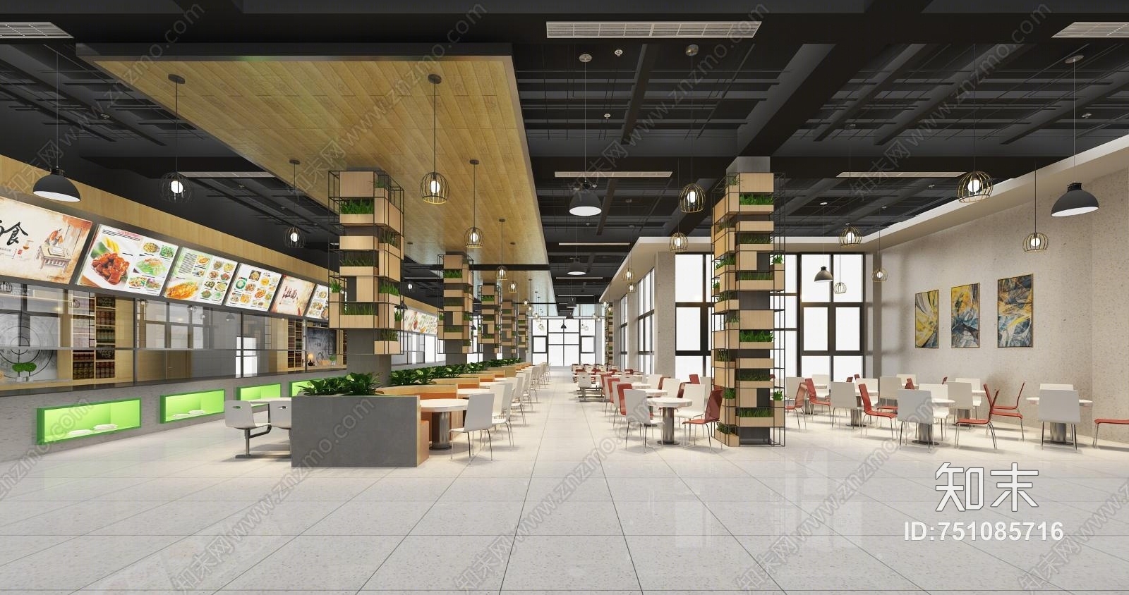 工业风大食堂3D模型下载【ID:751085716】