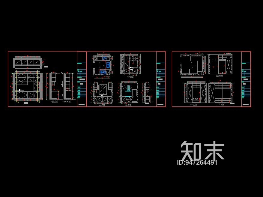 厨房橱柜立面图cad施工图下载【ID:947264491】