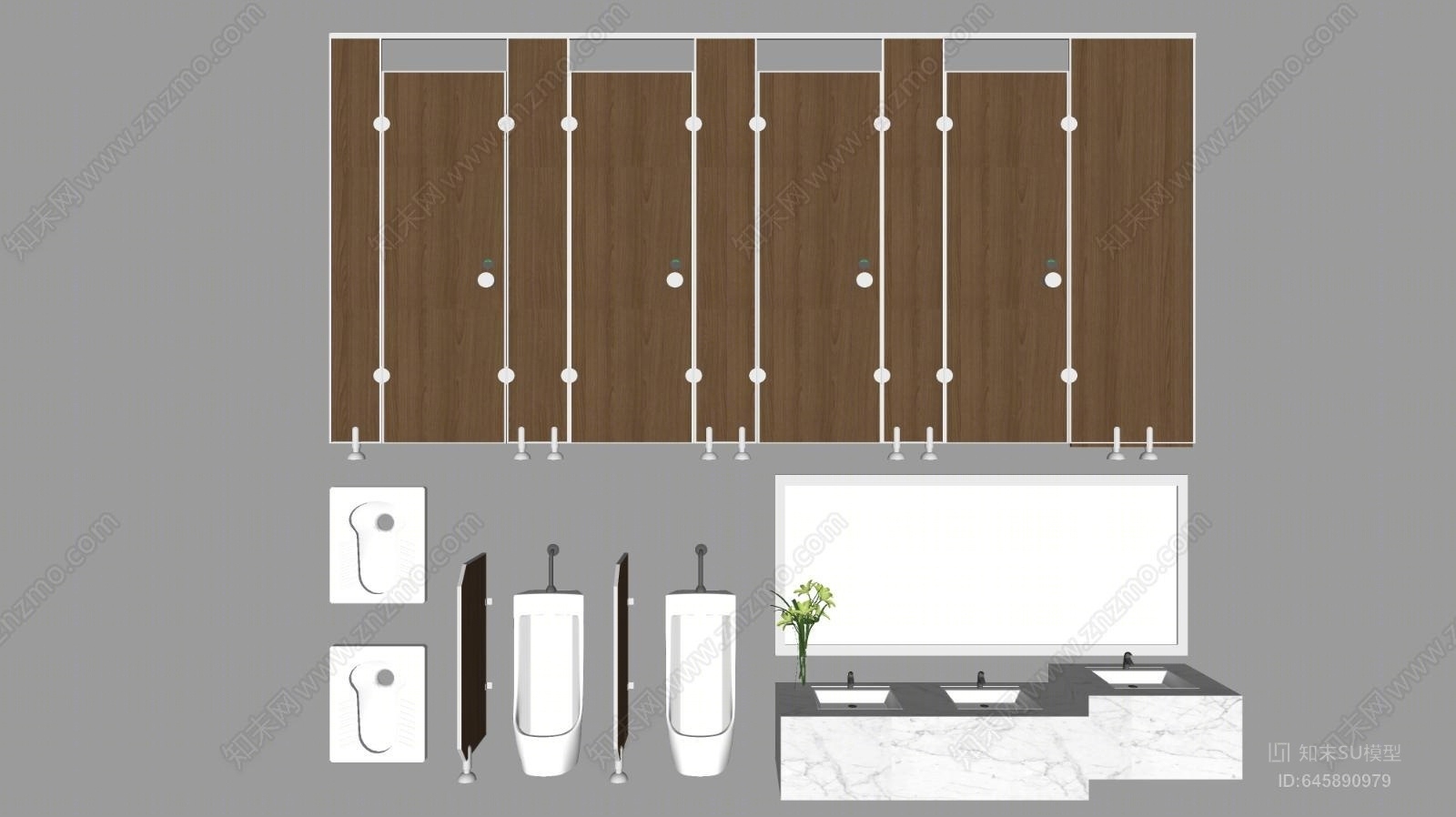 现代卫生间隔断SU模型下载【ID:645890979】