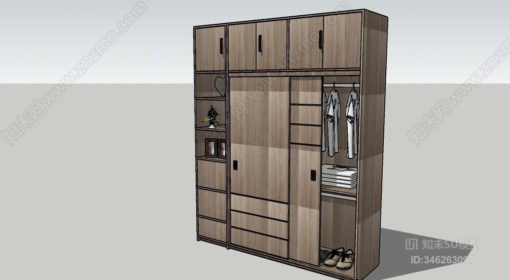 现代推拉衣柜SU模型下载【ID:346263097】