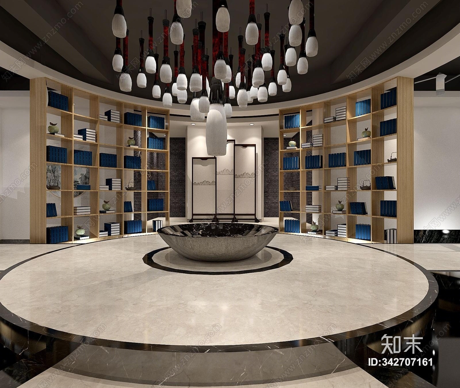 新中式人文茶餐厅3D模型下载【ID:342707161】