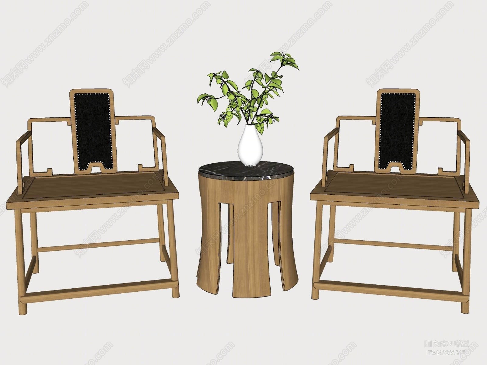 新中式休闲椅SU模型草图