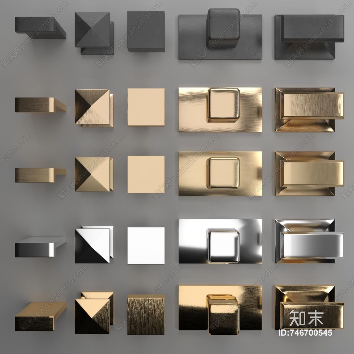 现代门把手3D模型下载【ID:746700545】