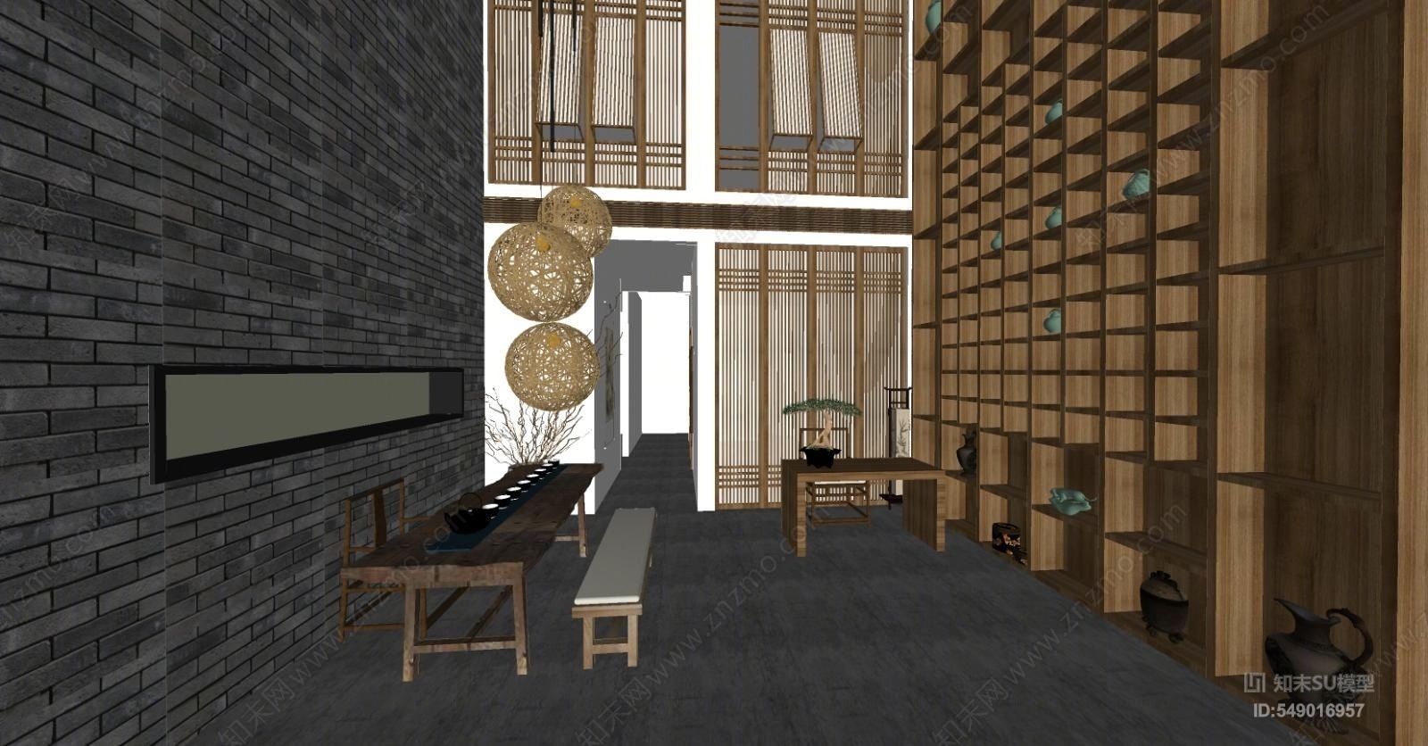 新中式风格茶叶店SU模型下载【ID:549016957】