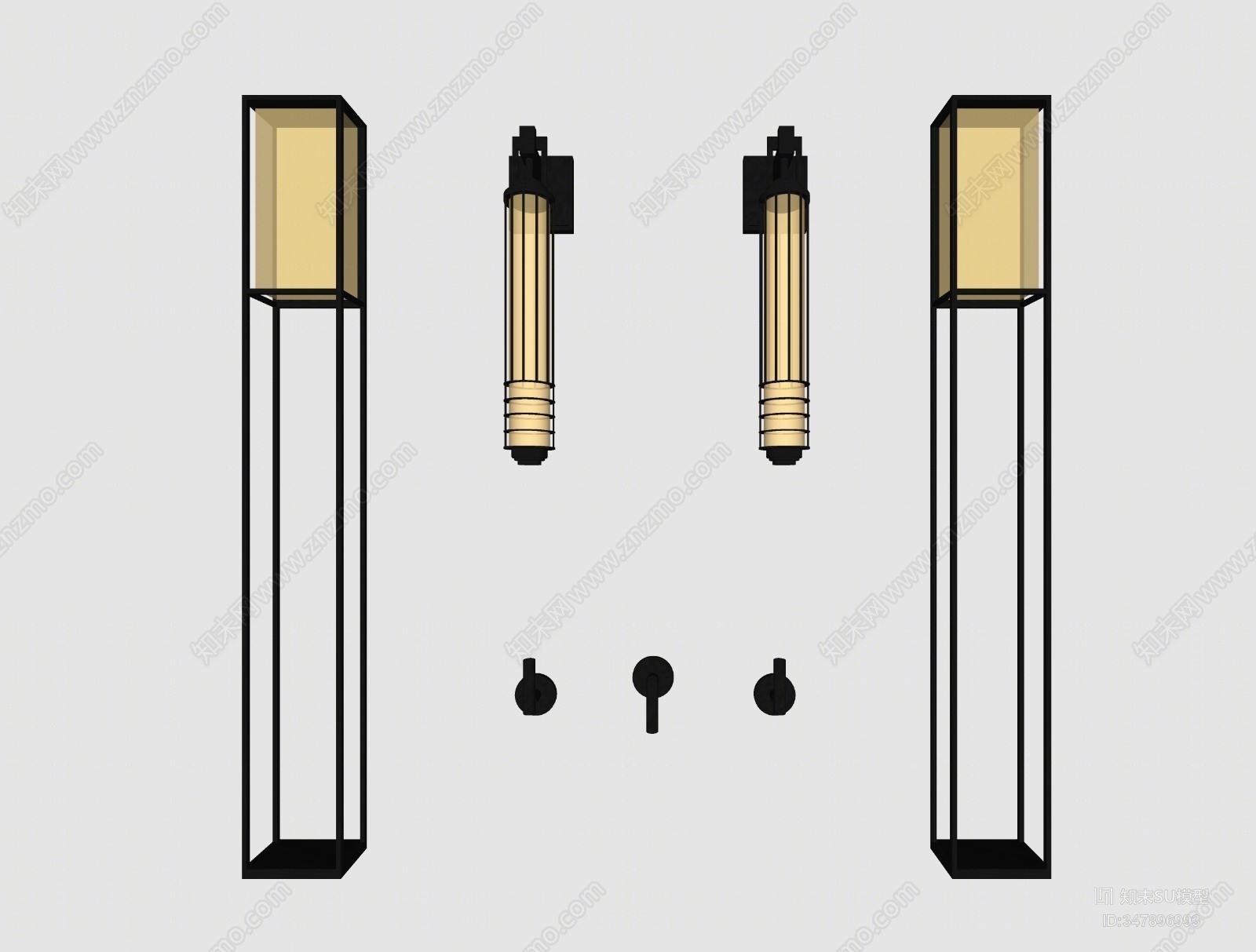 新中式铁艺壁灯SU模型下载【ID:347896993】