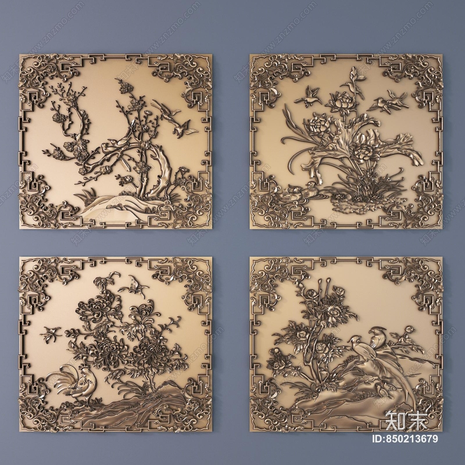 中式雕花3D模型下载【ID:850213679】_知末3d模型网