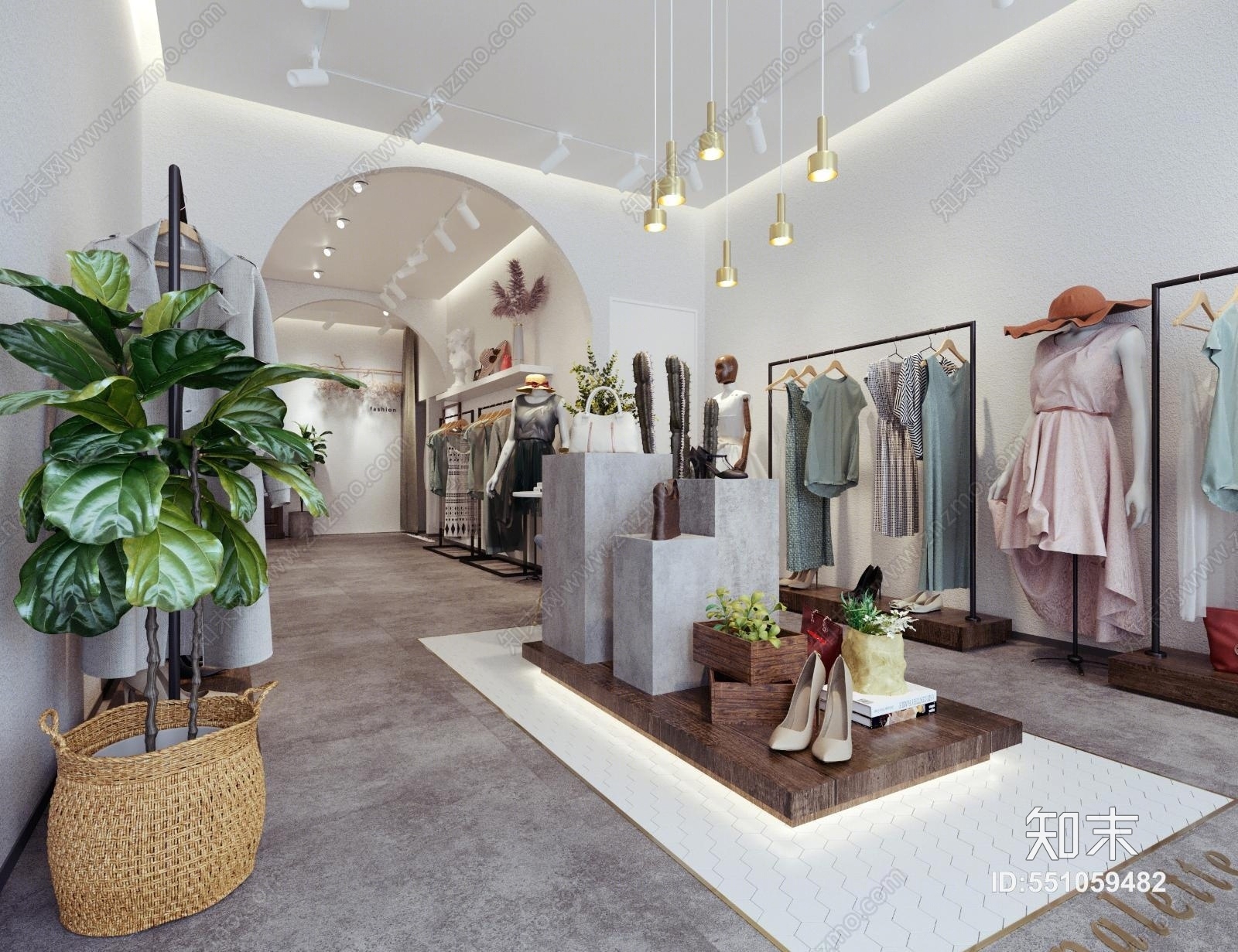 现代北欧风服装店3D模型下载【ID:551059482】