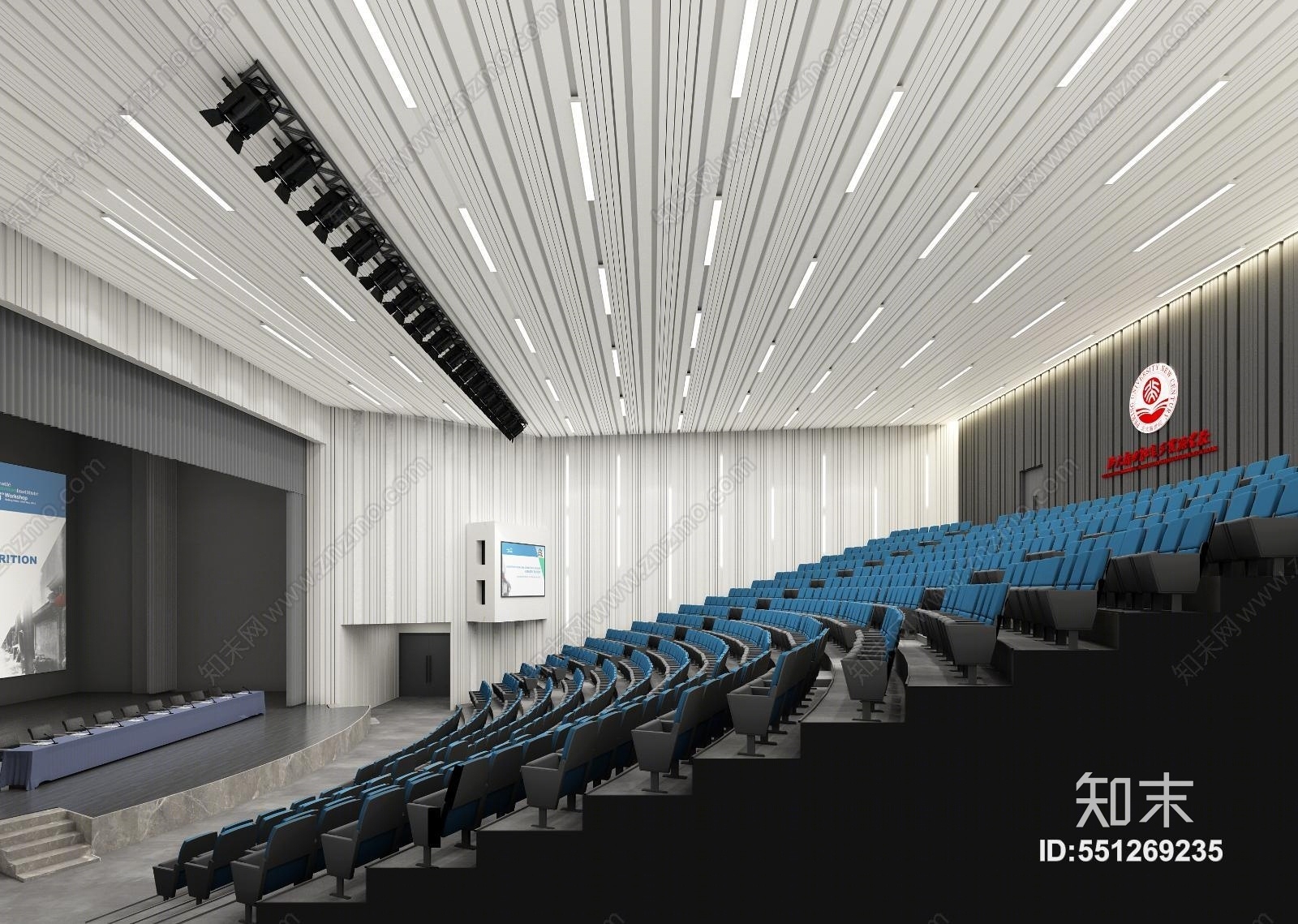 现代风格报告厅3D模型下载【ID:551269235】