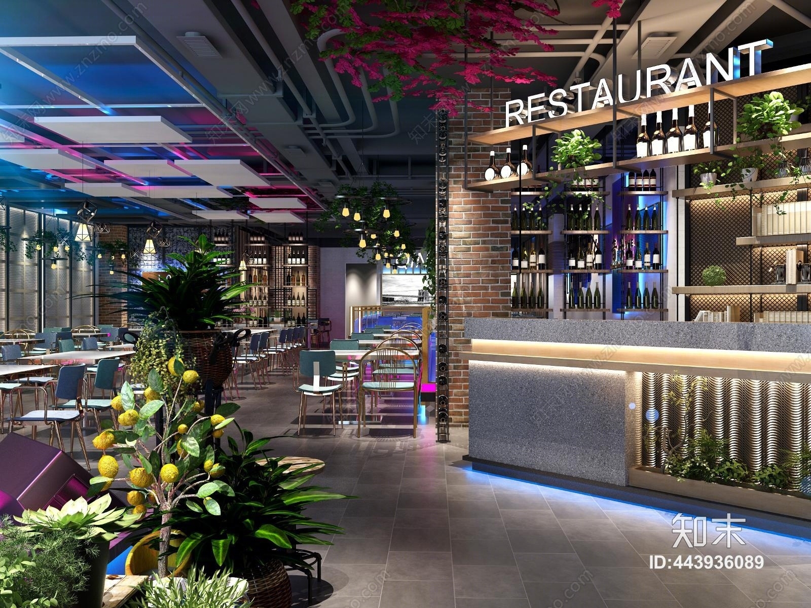 工业风音乐餐厅3D模型下载【ID:443936089】