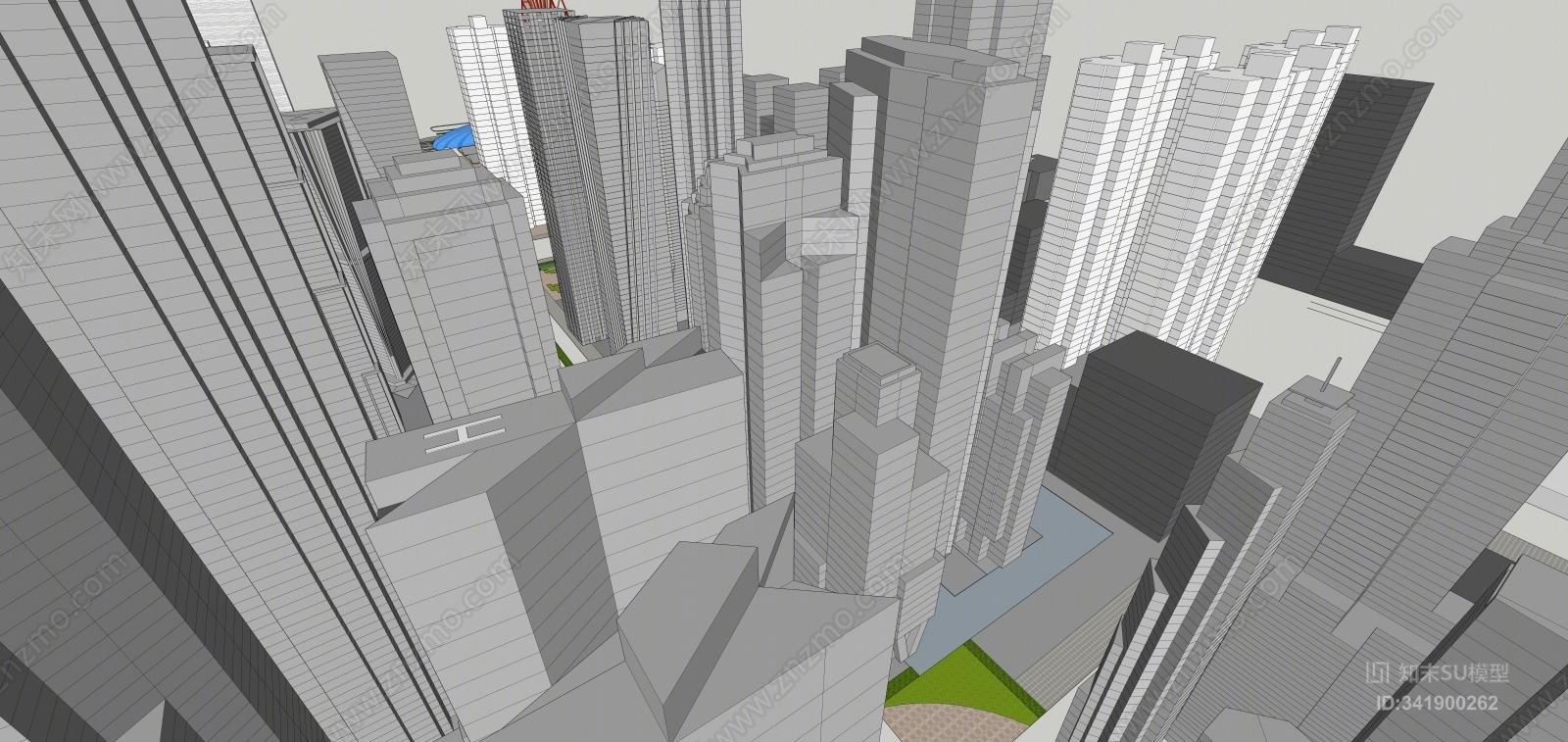 高楼建筑SU模型下载【ID:341900262】