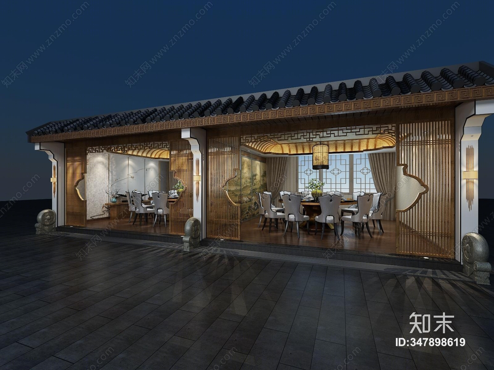 中式包厢3D模型下载【ID:347898619】