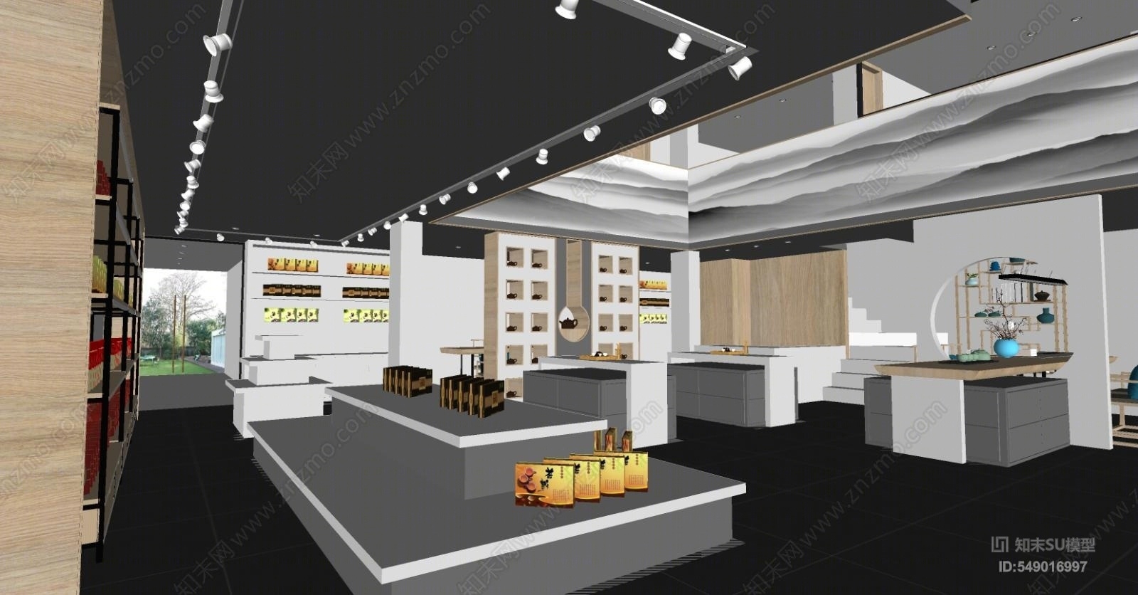 新中式风格茶叶店SU模型下载【ID:549016997】