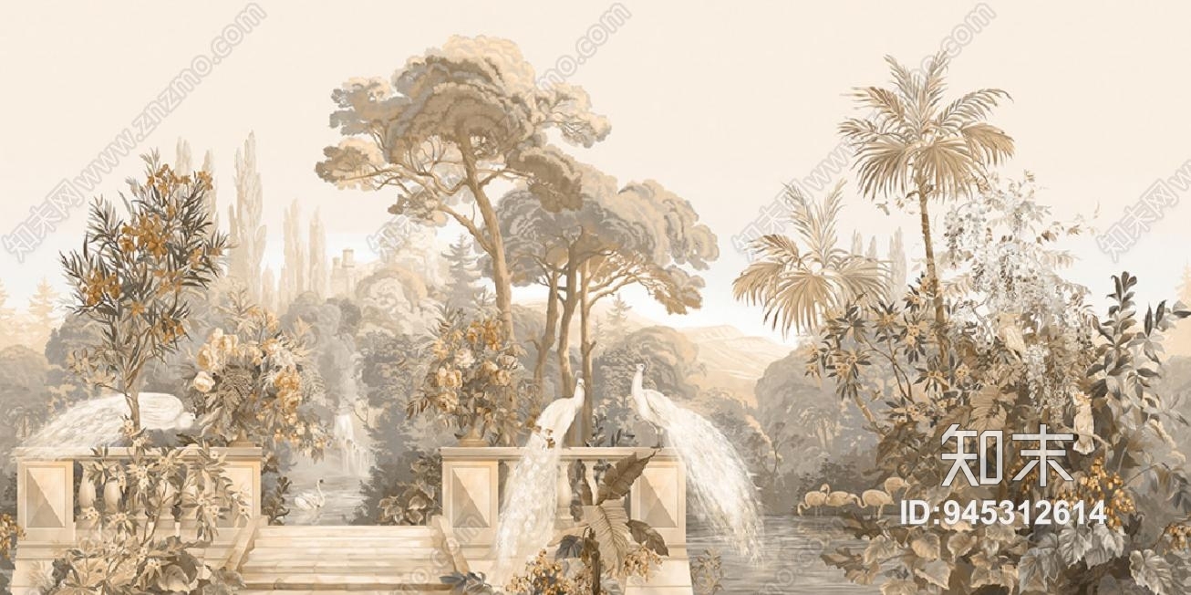 欧式法式壁纸贴图贴图下载【ID:945312614】