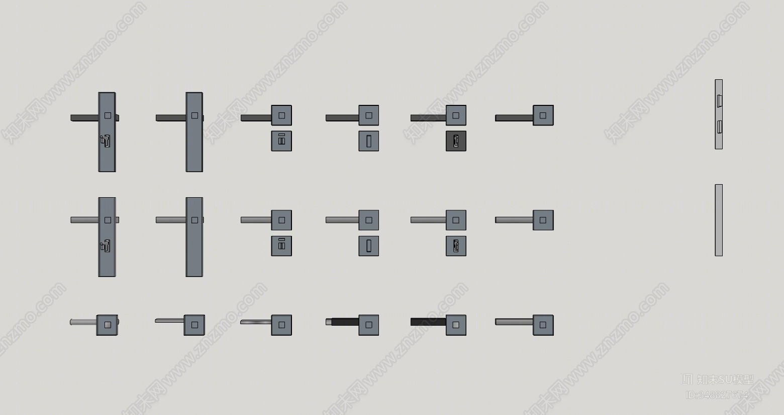 现代风格门锁SU模型下载【ID:348827674】