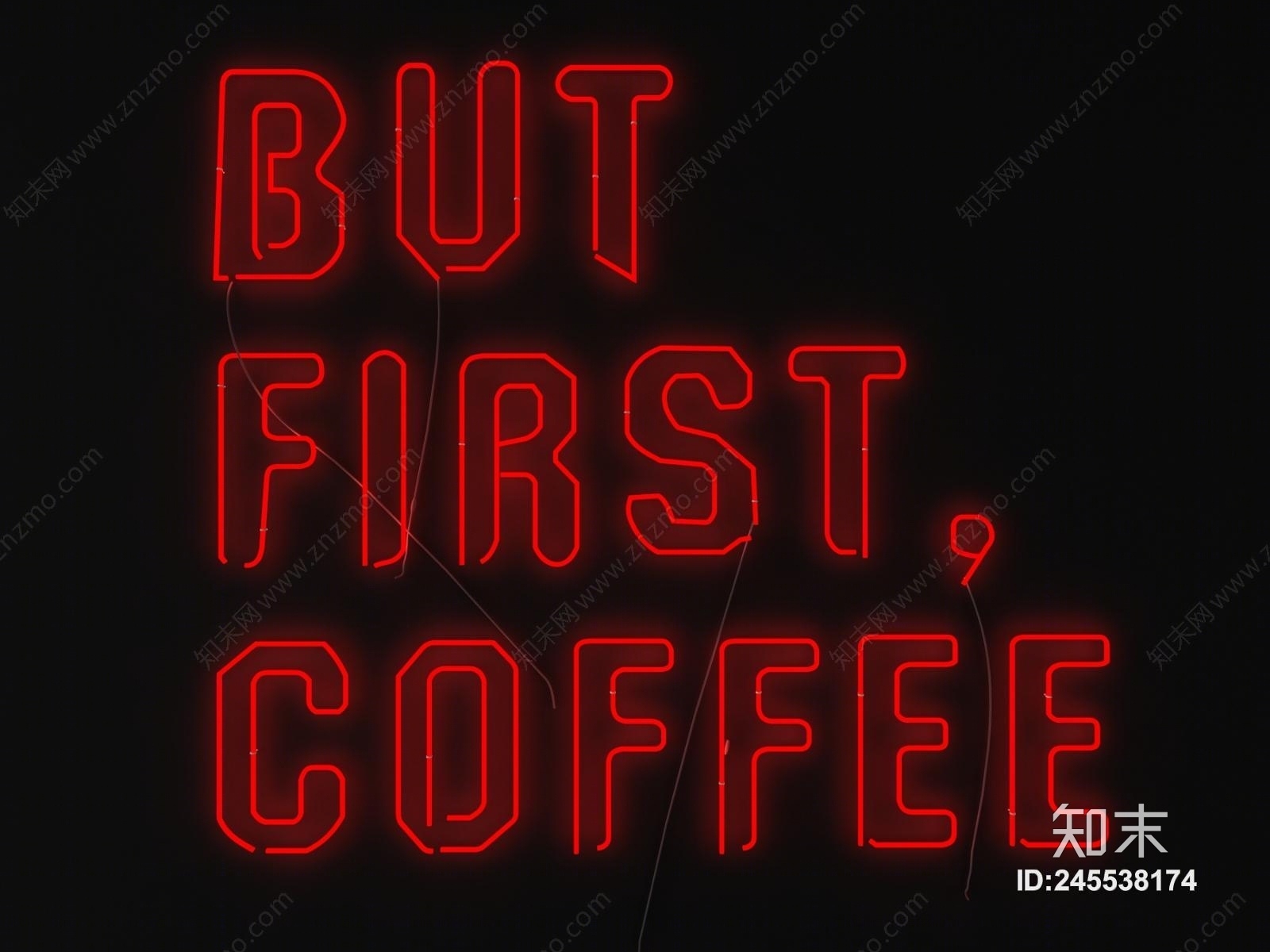 现代咖啡厅霓虹灯管3D模型下载【ID:245538174】