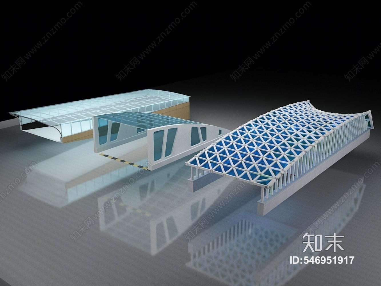 现代停车场入口3D模型下载【ID:546951917】