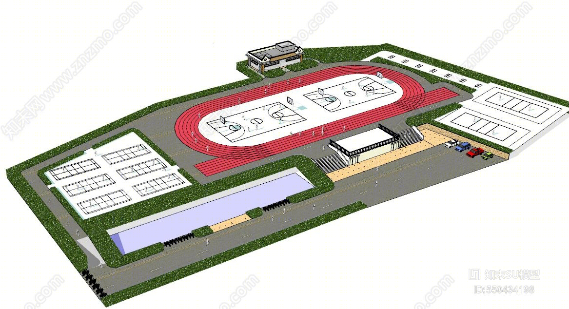 现代风格足球场SU模型下载【ID:550434198】