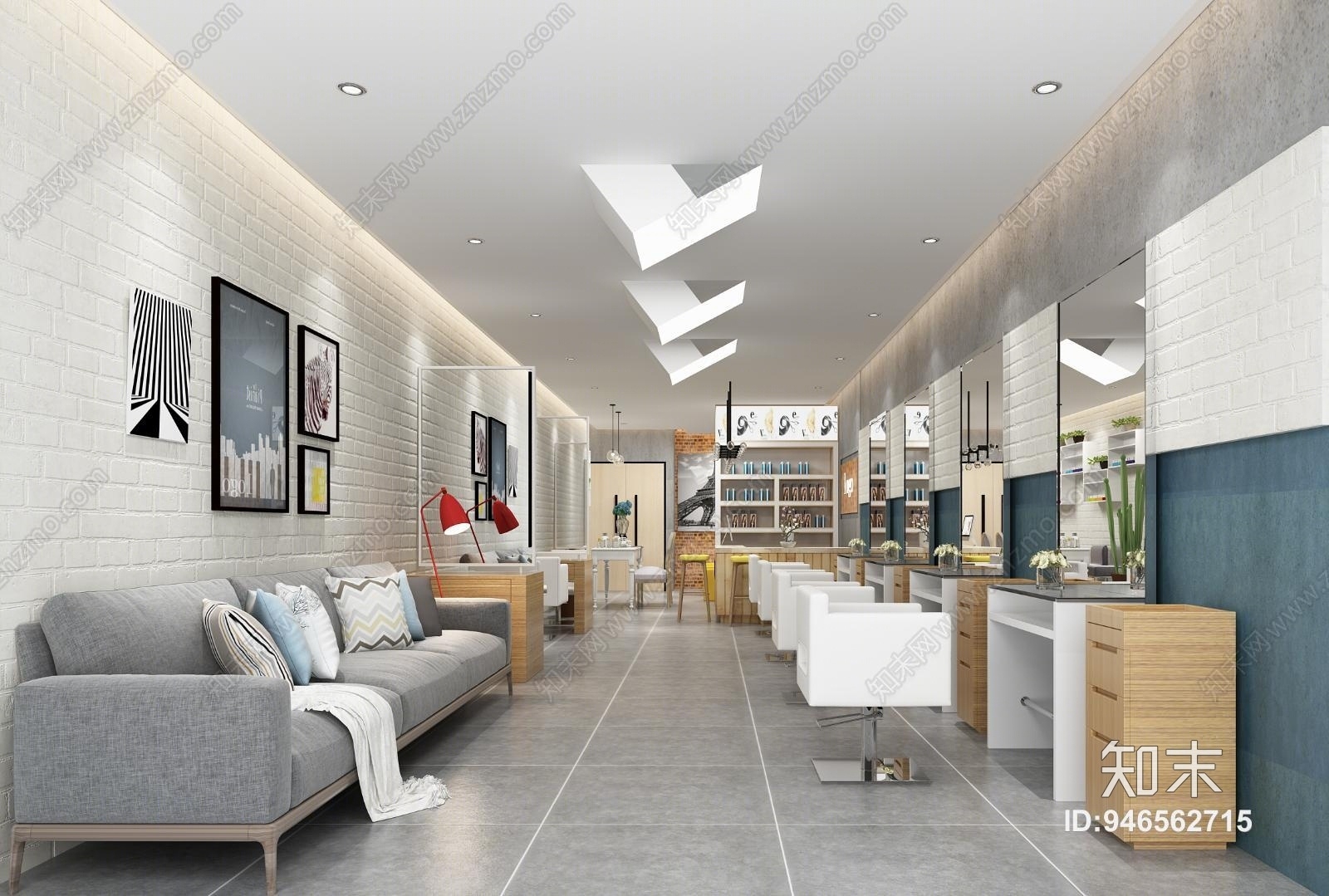 现代简约理发店3D模型下载【ID:946562715】
