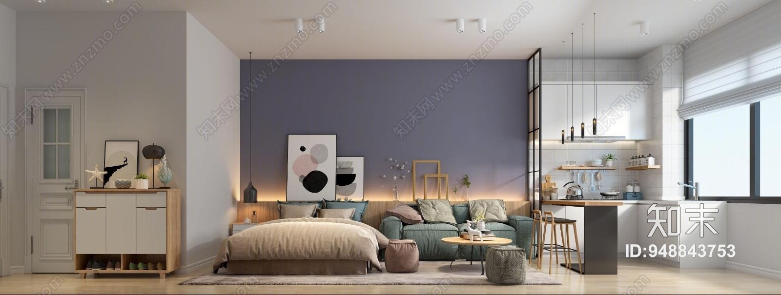 北欧单身公寓3D模型下载【ID:948843753】