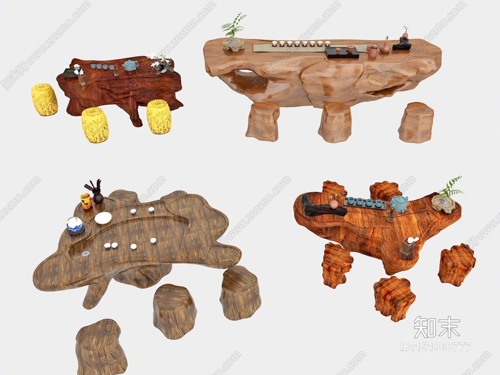 中式根雕茶几3D模型下载【ID:151060777】