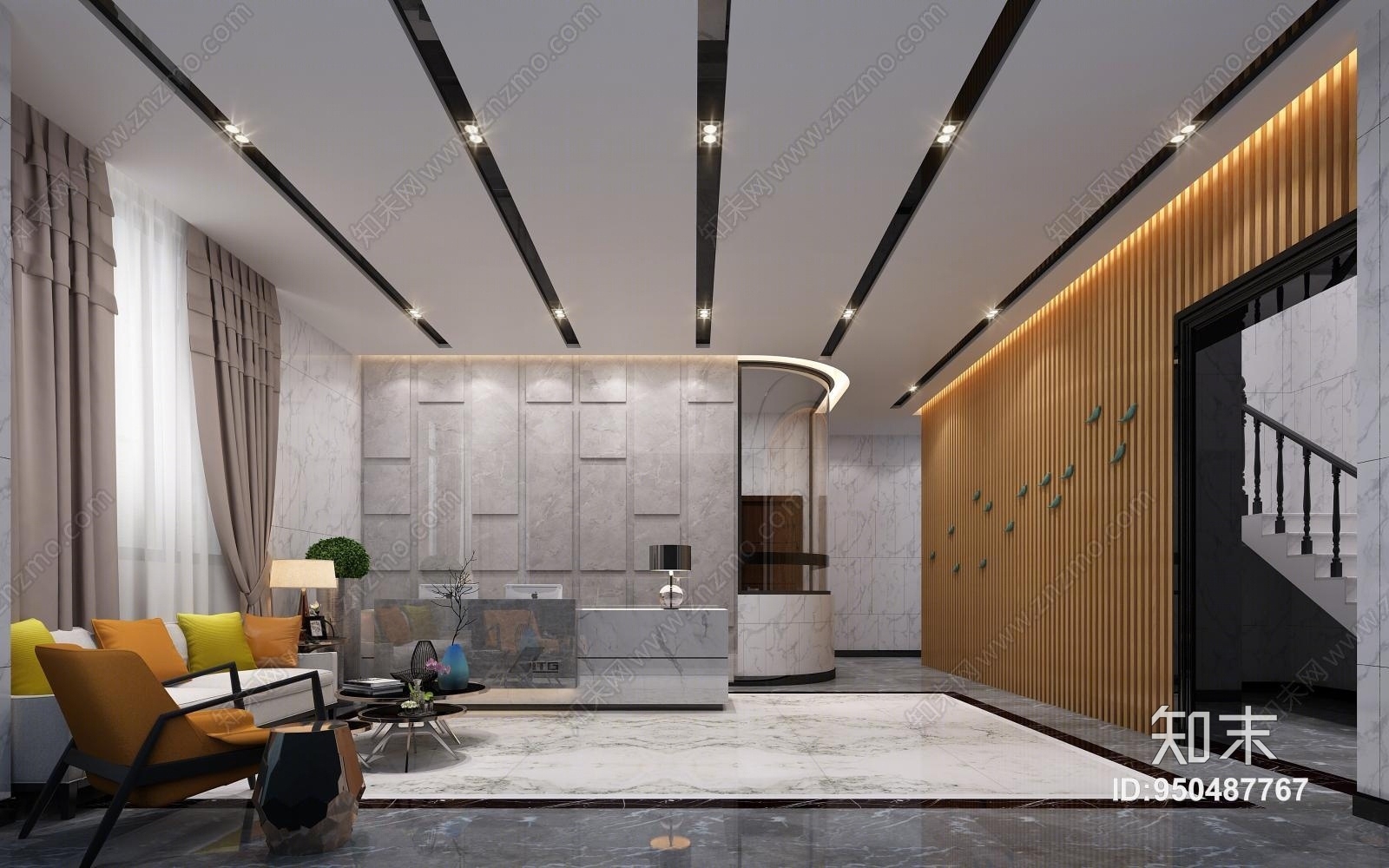 现代公寓大堂3D模型下载【ID:950487767】