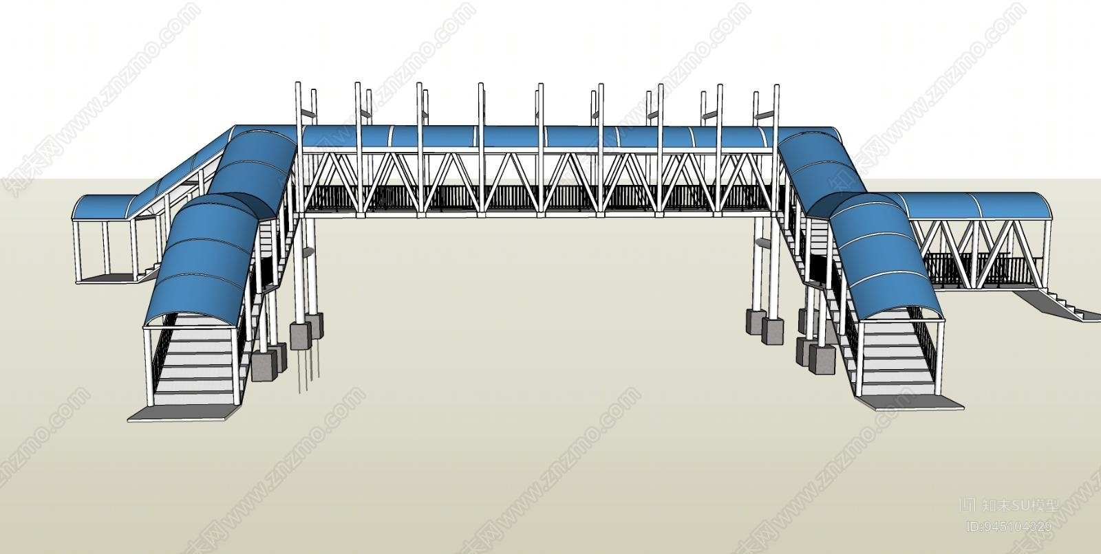 现代风格户外建筑天桥SU模型下载【ID:945104329】