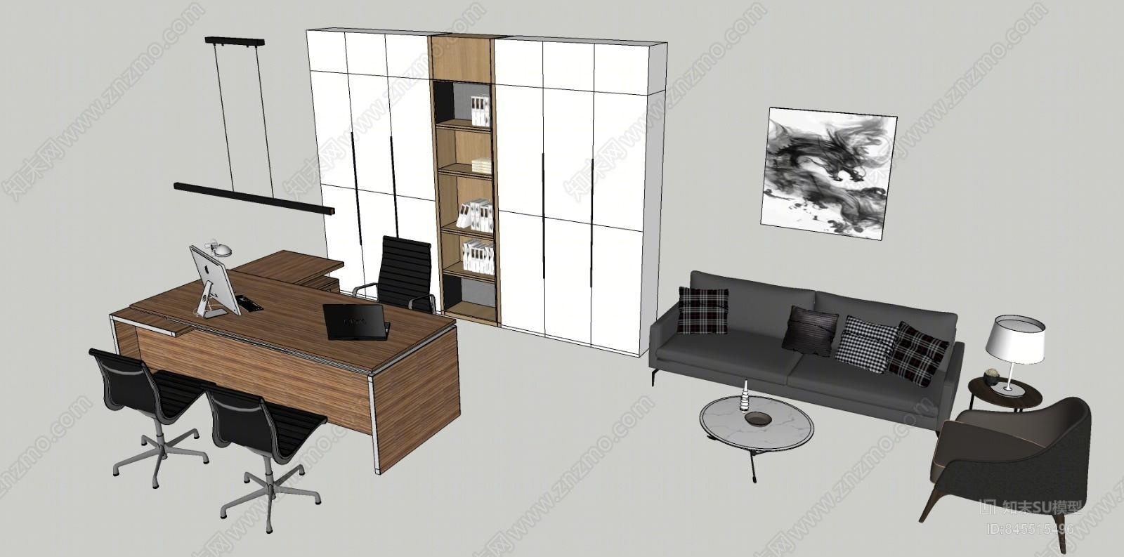 现代办公家具SU模型下载【ID:845515496】
