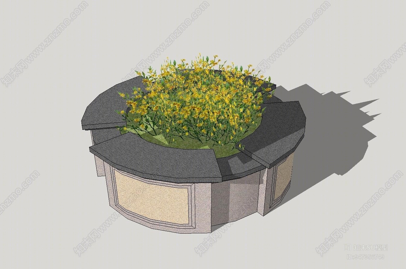 现代花草SU模型草图
