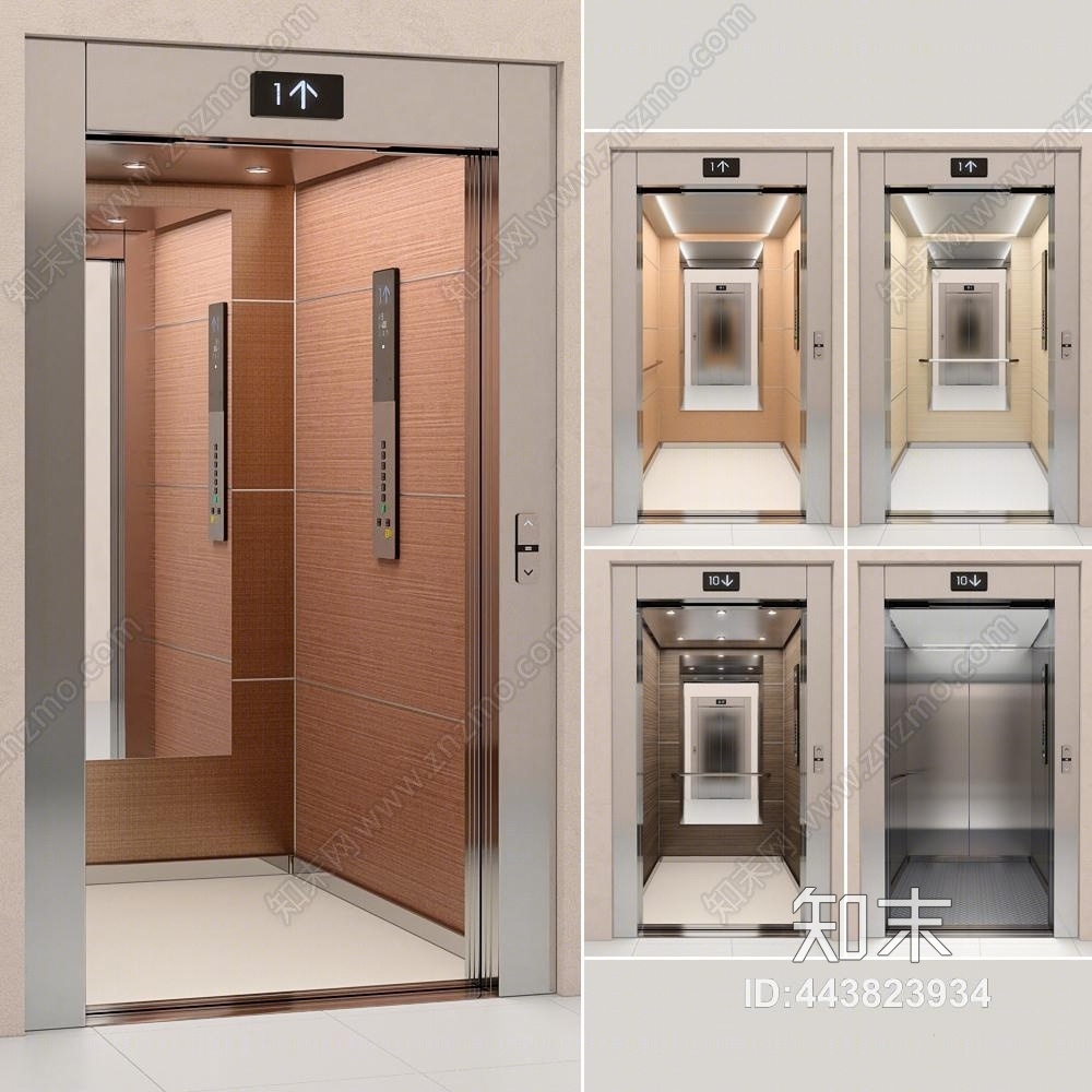 现代电梯间3D模型下载【ID:443823934】