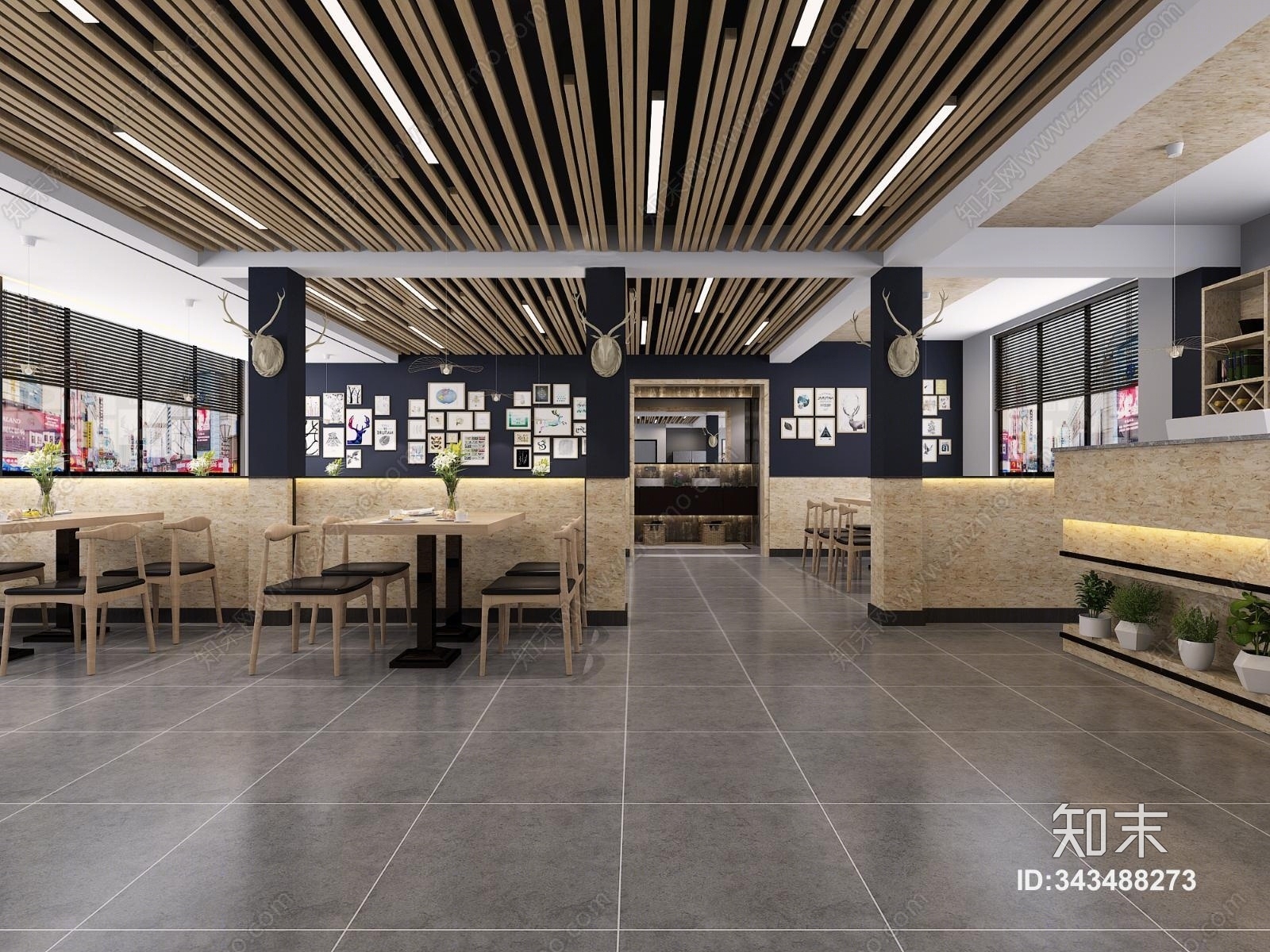 工业风烧烤店3D模型下载【ID:343488273】