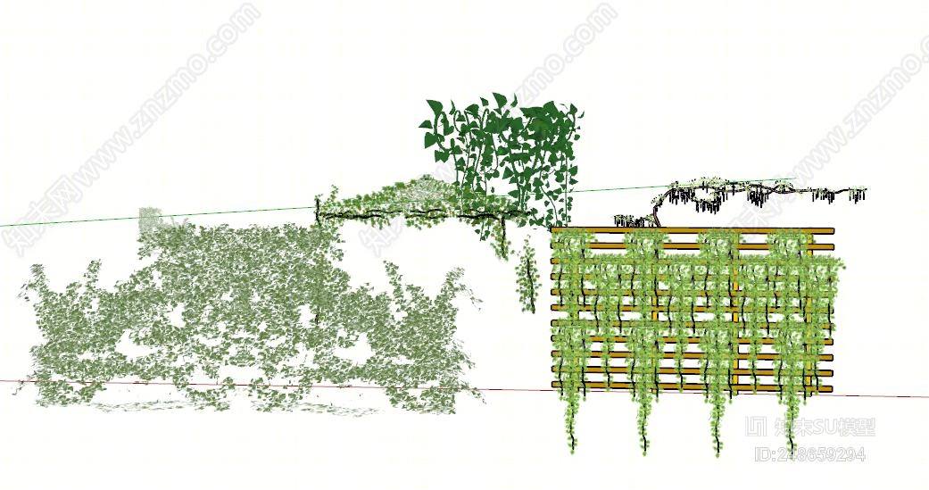 现代风格绿植墙藤本植物SU模型下载【ID:248659294】
