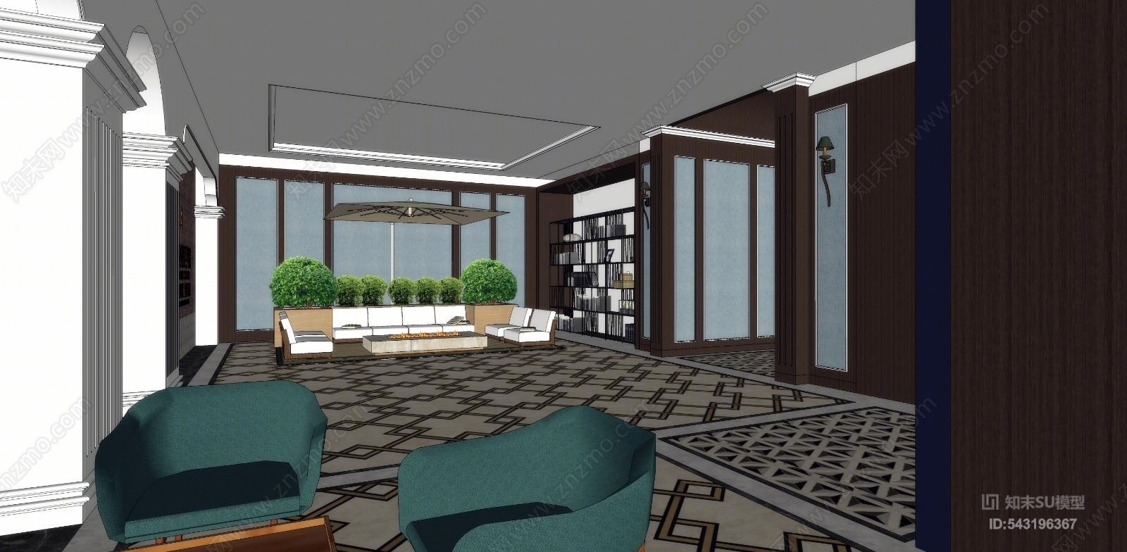 欧式教室休息区SU模型下载【ID:543196367】